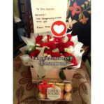 Toko Bunga Mawar Merah + Chocolate Ferrero Jakarta 085959000628 Kode : Bi-Bb-14