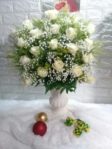 Bunga Vas Keramik Mawar Putih