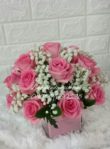 Bunga Vas Kaca Mawar Pink