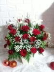 Bunga Vas Keramik Mawar Merah